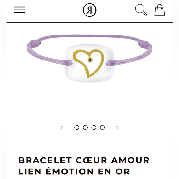 🇫🇷Philippe Tournaire PARIS- HEART BRACELET AMOUR LINK EMOTION IN GOLD- LILAC - Picture 2 of 7